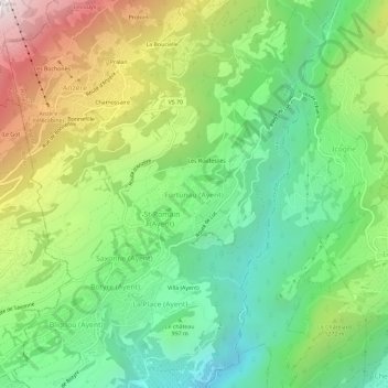 Fortunau (Ayent) topographic map, elevation, terrain