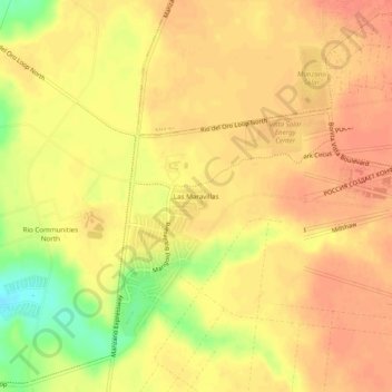 Las Maravillas topographic map, elevation, terrain