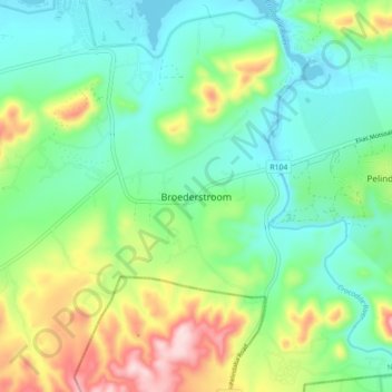 Broederstroom topographic map, elevation, terrain
