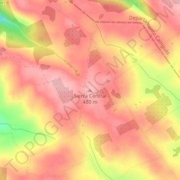 Sierra Central topographic map, elevation, terrain