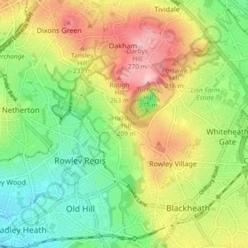 Cock Green topographic map, elevation, terrain