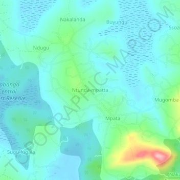 Ntunda-mpatta topographic map, elevation, terrain