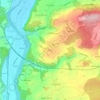 Mauss topographic map, elevation, terrain