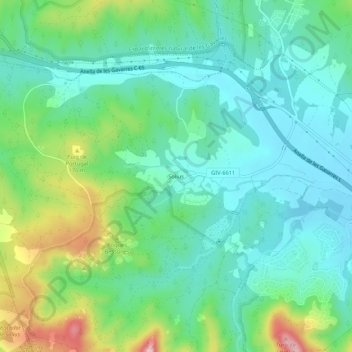 Solius topographic map, elevation, terrain