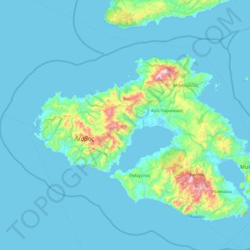 Lesbos topographic map, elevation, terrain