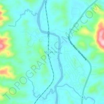 Manek Urai topographic map, elevation, terrain