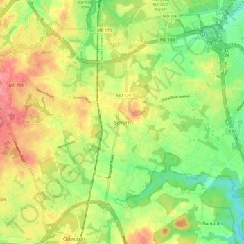 Severn topographic map, elevation, terrain