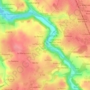 Le Pont topographic map, elevation, terrain