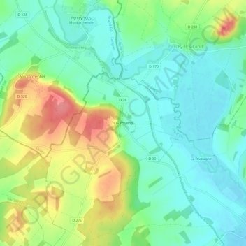 Courchamp topographic map, elevation, terrain