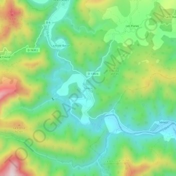 Truscas topographic map, elevation, terrain