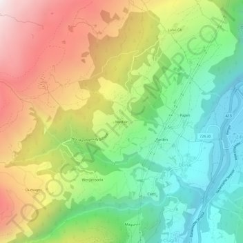 Mathon topographic map, elevation, terrain