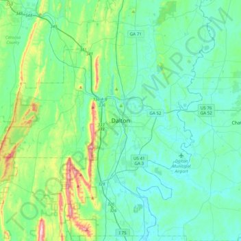Dalton topographic map, elevation, terrain