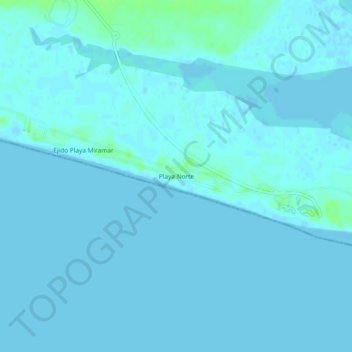 Playa Norte topographic map, elevation, terrain