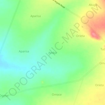 Aroba topographic map, elevation, terrain