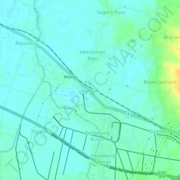 Arjosari topographic map, elevation, terrain