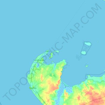 Bet Dwarka topographic map, elevation, terrain