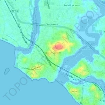 Dharmadom topographic map, elevation, terrain