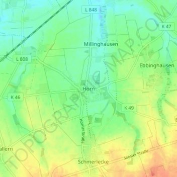 Horn topographic map, elevation, terrain