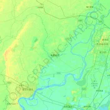 梅里斯区 topographic map, elevation, terrain