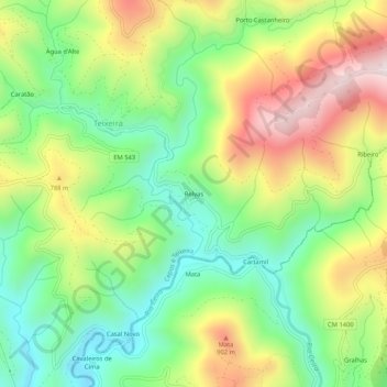 Relvas topographic map, elevation, terrain