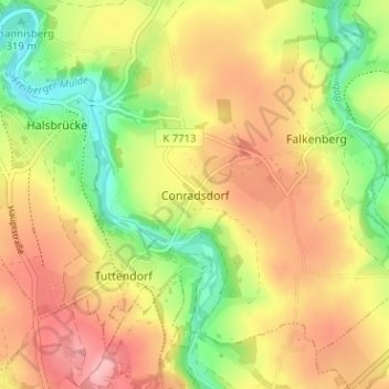 Conradsdorf topographic map, elevation, terrain