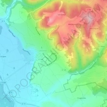 Vialle topographic map, elevation, terrain