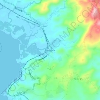 Boundary topographic map, elevation, terrain