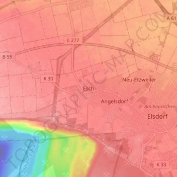 Esch topographic map, elevation, terrain