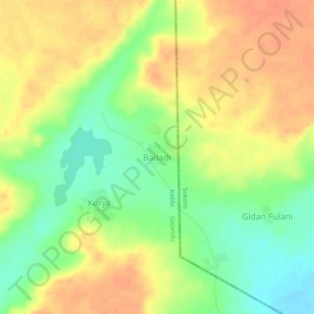 Badadi topographic map, elevation, terrain
