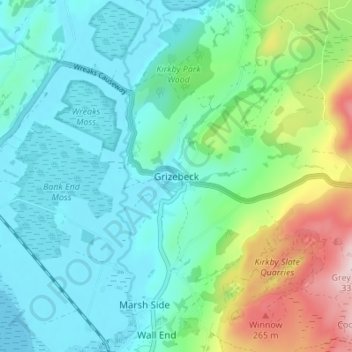 Grizebeck topographic map, elevation, terrain