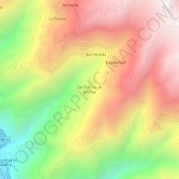 Santa Rosa de Mallma topographic map, elevation, terrain