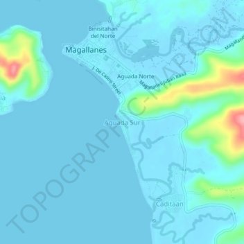 Aguada Sur topographic map, elevation, terrain