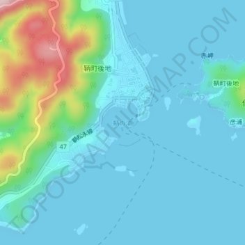 鞆の浦 topographic map, elevation, terrain