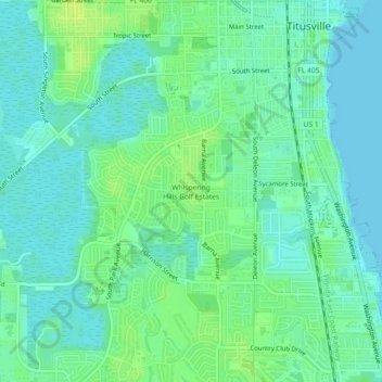 Whispering Hills Golf Estates topographic map, elevation, terrain