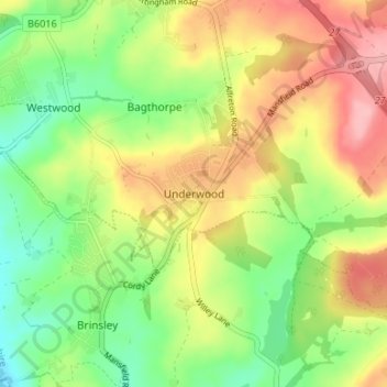 Underwood topographic map, elevation, terrain
