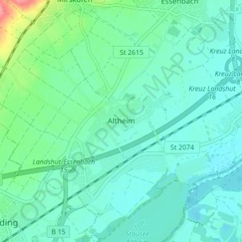 Altheim topographic map, elevation, terrain