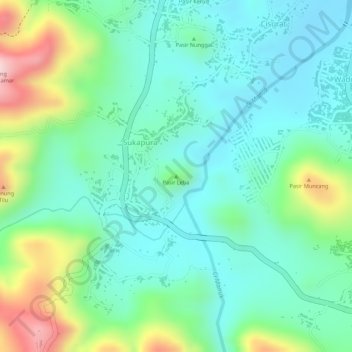 Pasir Leba topographic map, elevation, terrain
