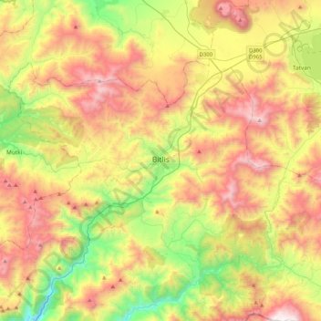 Bitlis topographic map, elevation, terrain