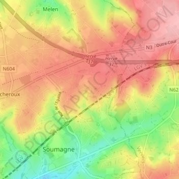 Wergifosse topographic map, elevation, terrain