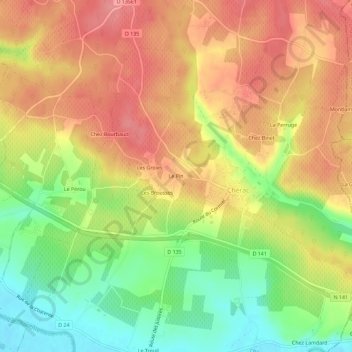 Le Pin topographic map, elevation, terrain