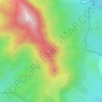 Ganbella topographic map, elevation, terrain