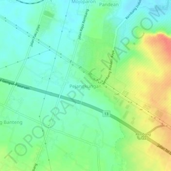 Pejangkungan topographic map, elevation, terrain