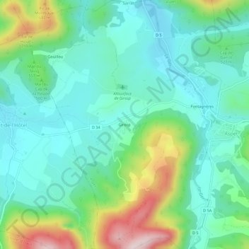 Girosp topographic map, elevation, terrain