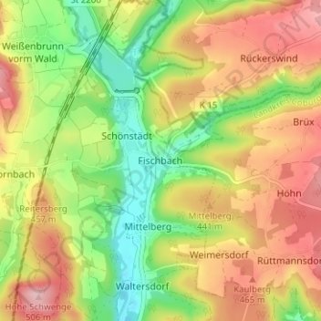 Fischbach topographic map, elevation, terrain