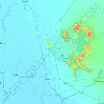 Khao Phra Ngam topographic map, elevation, terrain