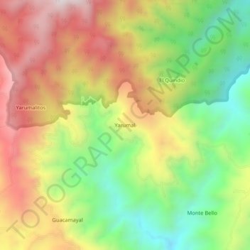 Yarumal topographic map, elevation, terrain