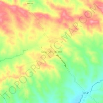 Sábana Higüero topographic map, elevation, terrain