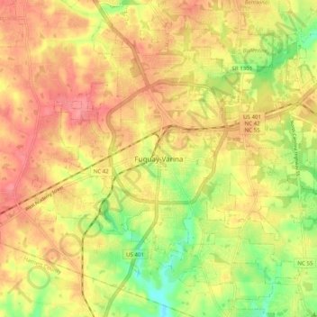 Fuquay-Varina topographic map, elevation, terrain