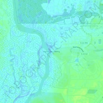 Wachesaw Landing topographic map, elevation, terrain