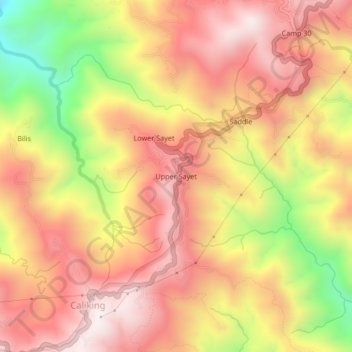 Upper Sayet topographic map, elevation, terrain